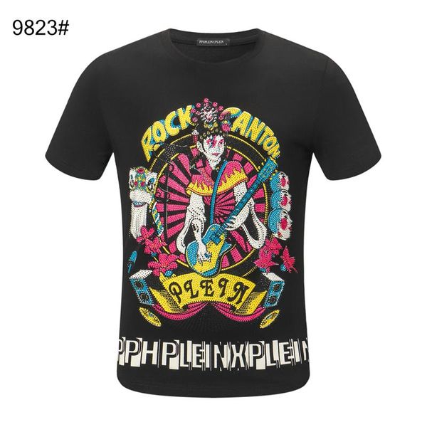 

women mens designer t shirts fashion 20ss luxury phillip plain t shirt summer homme off black white skull tee bag shoes 18, White;black