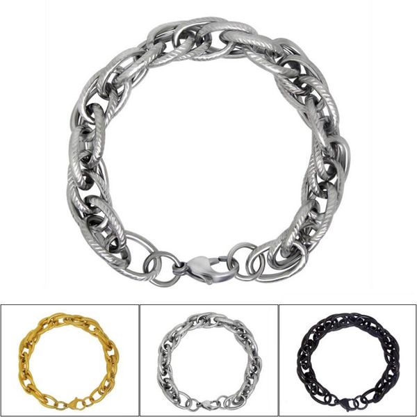 

мужская титановая сталь панк золото черный серебряный браслет из нержавеющей стали браслет-цепочка браслет браслет ювелирные изделия 21 см, Black