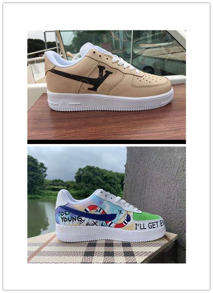

2019 new men women low cut one 1 casual shoes white black dunk sports skateboarding shoes classic af fly trainers high sneakers eur36-4