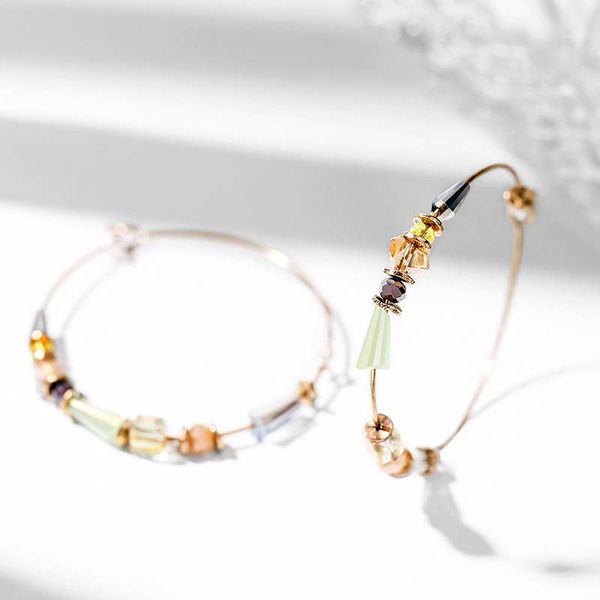 

2020 new fashion jewelry hoop earrings rings for women chic synthetic crystal circle eardrop female dangler large round vintage, Golden;silver