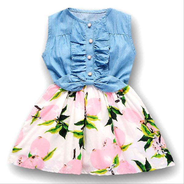 

lemon girl baptism new 2018 sleeveless kid dresses girls clothes party princess vestidos 6 7 8 year birthday cowboy dress, Red;yellow
