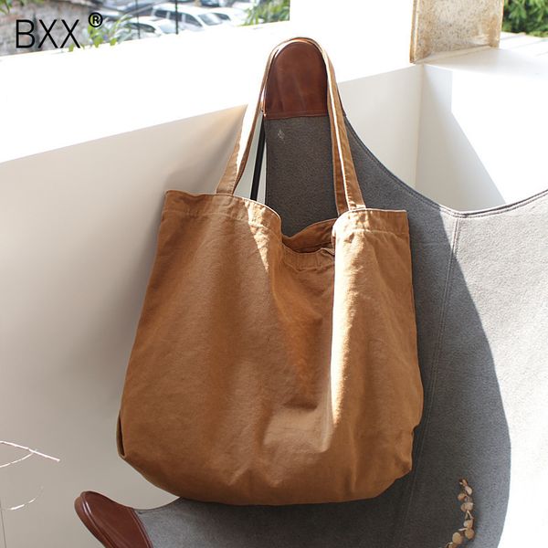 

bxx] 2020 new large capacity casual solid color tote handbag women's fashion canvas single shoulder bag woman package da115