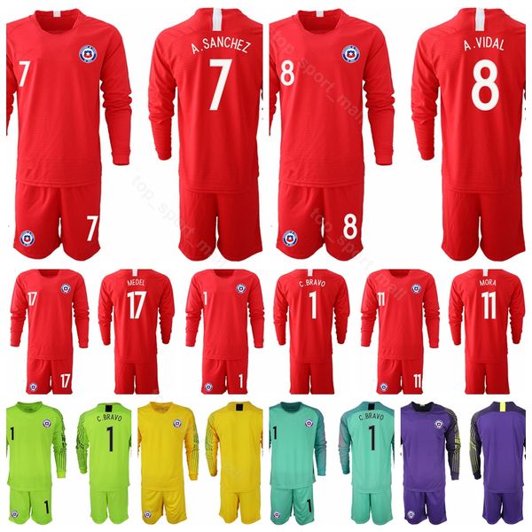 

chile soccer gabriel arias goalkeeper gk goalie long sleeve jersey set 1 claudio bravo 12 brayan cortes football shirt kits uniform, Black