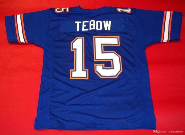 

retro #15 tim tebow custom jersey heisman bule mens stitching college size s-5xl football jerseys, Black;red