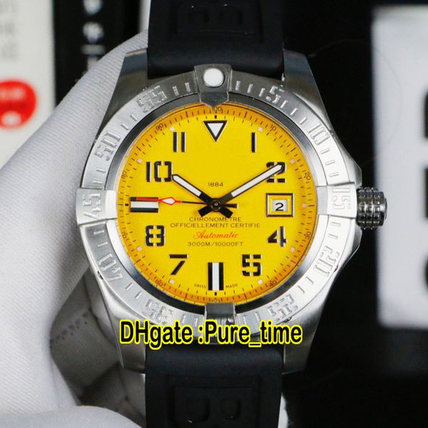 Cheap New II Blackbird Diver Pro Cassa in acciaio A1733010.I513 Quadrante giallo Orologio automatico da uomo A1733010 Cinturino in caucciù Orologi sportivi Pure_Time