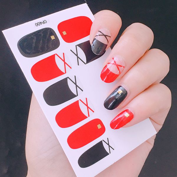 

36pcs=3 packs random color women's fashion makeup nail sticker cosmetics gifts, Black