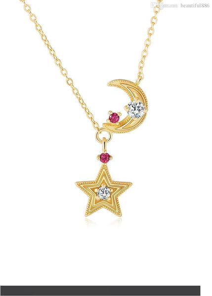 

classic star moon necklace 100% s925 sterling silver pendant necklace for women fashion jewelry gift for love