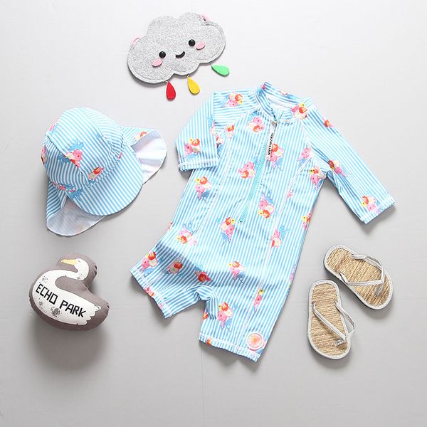 

swimsuit girl uv protection long sleeve cute children swimming suit girls swimwear child bathing clothes baby pool beach wear