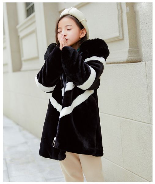 

girl's winter imitation big fur coat girls thick fluff warm coat children baby clothes kid thick plus velvet coat, Blue;gray