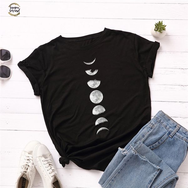 

plus size s 5xl new moon planet t shirt women shirts o neck short sleeve summer t shirt casual tshirt, White