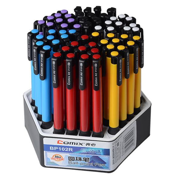 

30 or 60pcs/set wholesale plastic ballpoint pen blue ink press ballpoint pen 0.7mm classic ball-point school supply, Blue;orange