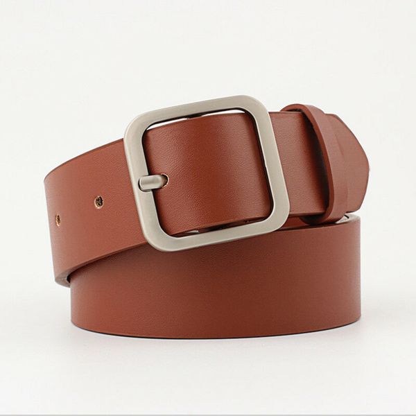 

new metal circle belt female brown black white pu leather waist belts for women jeans pants wholesale, Black;brown