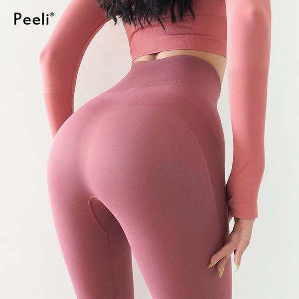 

peeli high waist sport women push up leggings stretchy gym leggings yoga pants workout tights fitness trousers, White;red