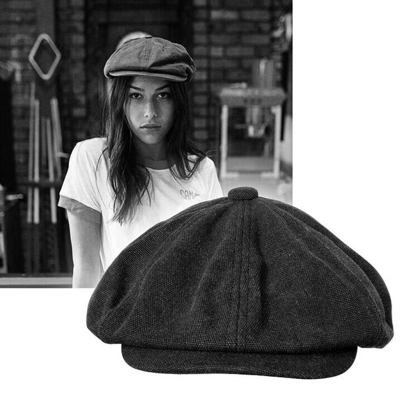 

winter wind elegant female beret euramerican octagonal cap restoring ancient ways artistic young women newsboy cap, Blue;gray