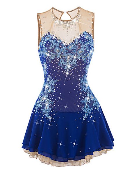 

blue figure skating dress ice skating skirt spandex women's girl's, Black;red