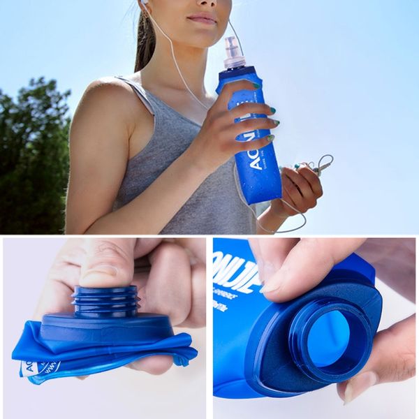 

170ml -500ml foldable soft flask tpu squeeze outdoor sports running water bottle