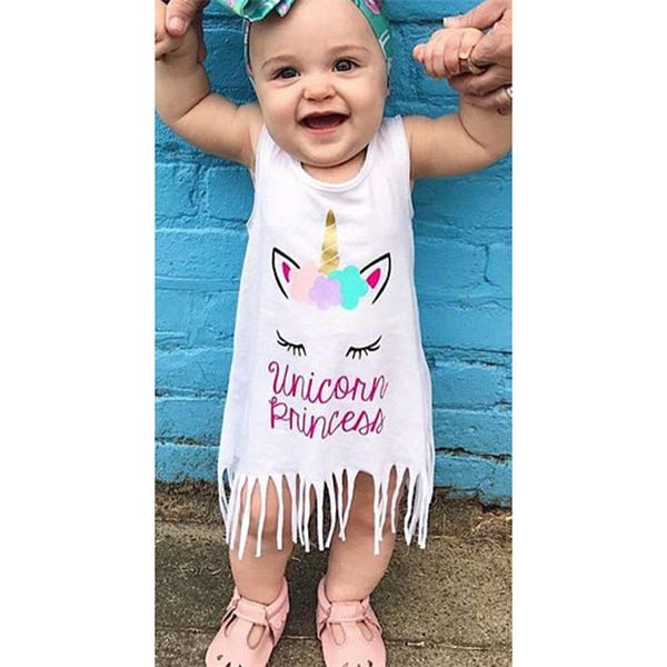 

ins summer baby girls dresses unicorn for girls dresses kids designer clothes girls sleeveless tassel kids clothing dhl jy27, Red;yellow