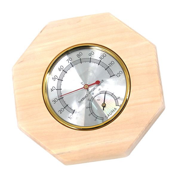 

wooden sauna hygrothermograph thermometer and hygrometer, sauna room accessory, octagon