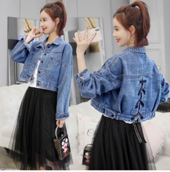 

woman spring and autumn europe and the united states new style personality boutique slim slim loose denim jacket fashion / s-xl, Black;brown