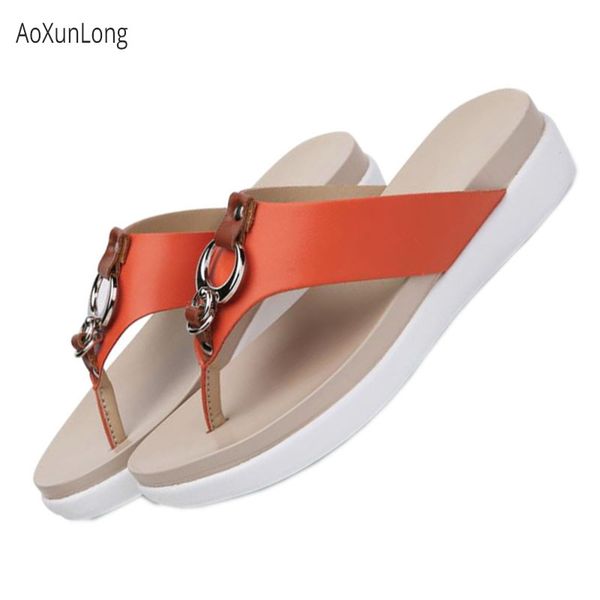 

women summer leather flip flops fashion hang buckle outside slides women outdoor vacation beach slippers 35-40 ladies flip flop, Black