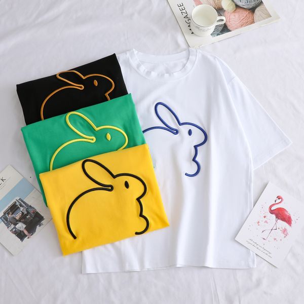 

6ghl2 cute cotton short-sleeved women's loose versatile large cong cute cotton t-shirt short-sleeved t-shirt women's loose versati, White