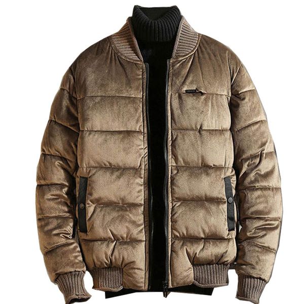 

2019 winter new gold velvet padded jacket, men's slim short jacket, winter thick warm personality stand collar jacket s-4xl, Black