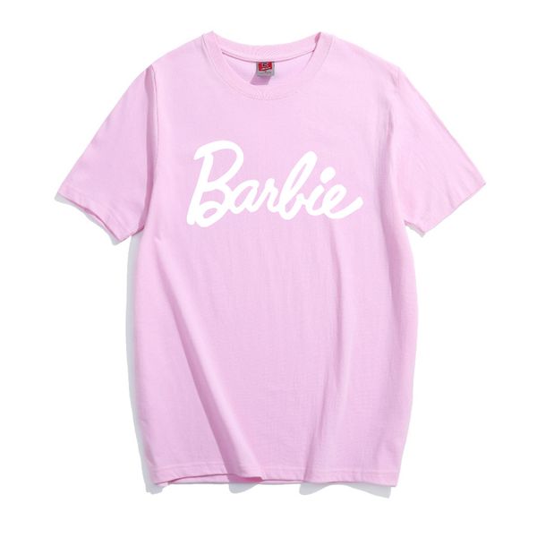 

2019 barbie letter print cotton t-shirt women tumblr graphic tee pink grey t shirt casual tshirts bae outfits tees shirts, White