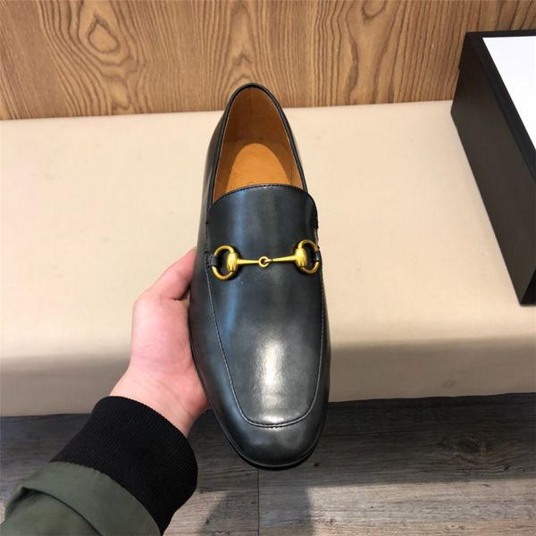 

men dress leather shoes slip on fashion male formal oxford shoes flats pointed toe party wedding shoes for men, Black