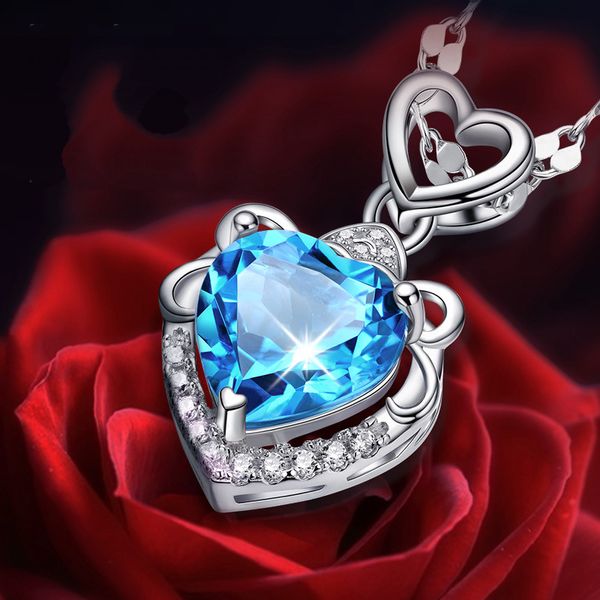 

natural sapphire pendant kyanite blue crystal ocean star-shaped pendant for women bijoux or bizuteria necklace jewelry 2019, Silver