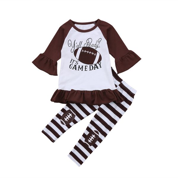 

fashion kids toddler baby girl football patterned outfit, White