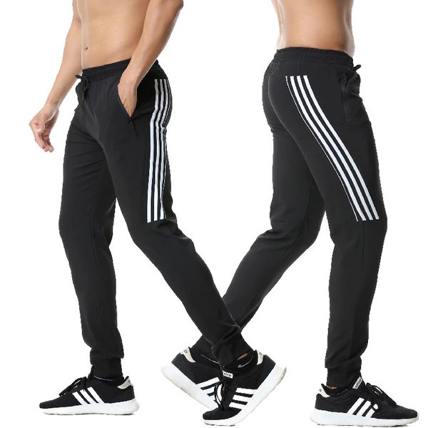 

men sportswear for men fitness joggers running pants with zip pocket athletic football soccer pants training sport legging, Black;blue