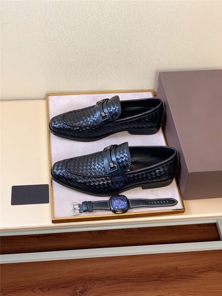 

brand design men cow leather dress wedding shoe fashion formal suit business office oxfords moccasins metal buckle horsebit loafers,38-45, Black