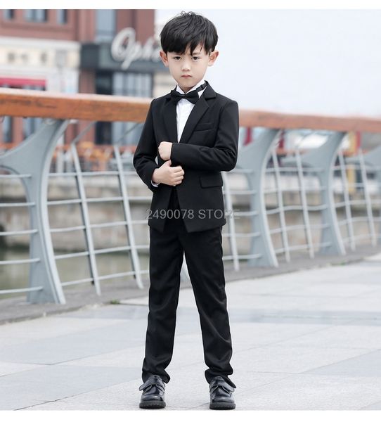 

flower boys formal wedding suit gentleman kids jacket vest pants 3pcs tuxedo dress children performance party costume, White