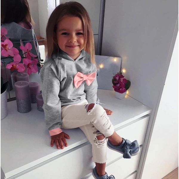 

комплект детской одежды для девочек 2шт с длинным рукавом с капюшоном и галстуком-бабочкой + брюки детская зимняя одежда комплект детской од, White