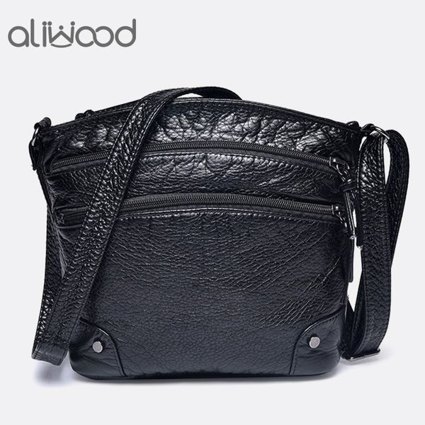 

aliwood 2019 new female crossbody bags pu soft leather women shoulder bags handbag casual small 3 zipper women's handbags