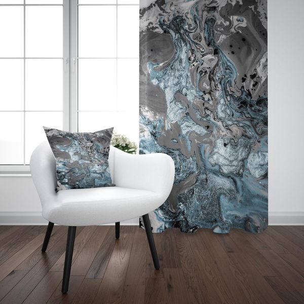 

else gray blue abstract watercolor turkish modern 3d print living room bedroom window panel curtain combine gift pillow case