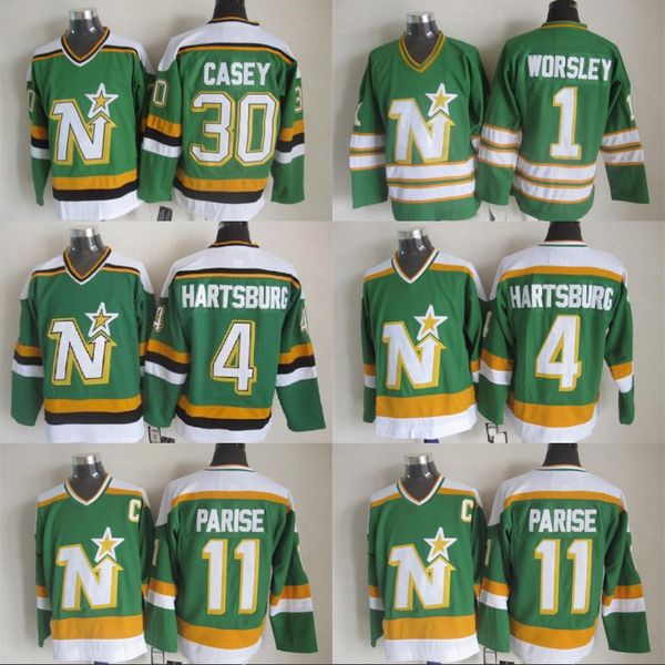 

#30 JON CASEY Minnesota North Stars Jerseys 1 Gump Worsley 4 Craig Hartsburg 11 JP PARISE 1991 Dallas Stars Hockey Jerseys