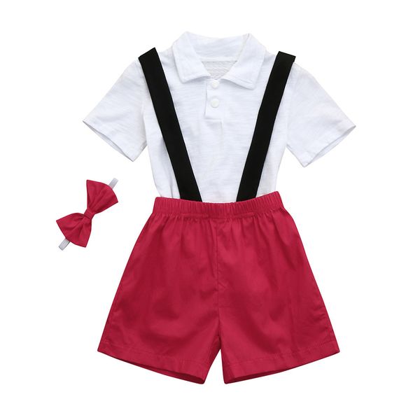 

малыш дети девочки мальчики наряды футболки топы + брюки + галстук-бабочка комплект одежды #68p, White