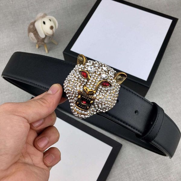 

full diamond antique латунь голова тигра дизайнерские ремни роскошные ремни g мужчина женщина ремень повседневная гладкая пряжка ширина 38 м, Black;brown