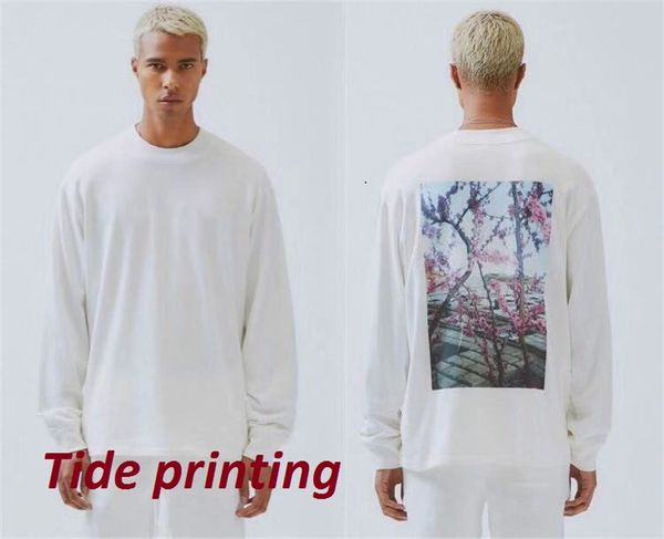 

19ss mens womens casual loose long sleeve hoodie european american fashion brand plant flower pattern long sleeve fashion print s-xl, Black