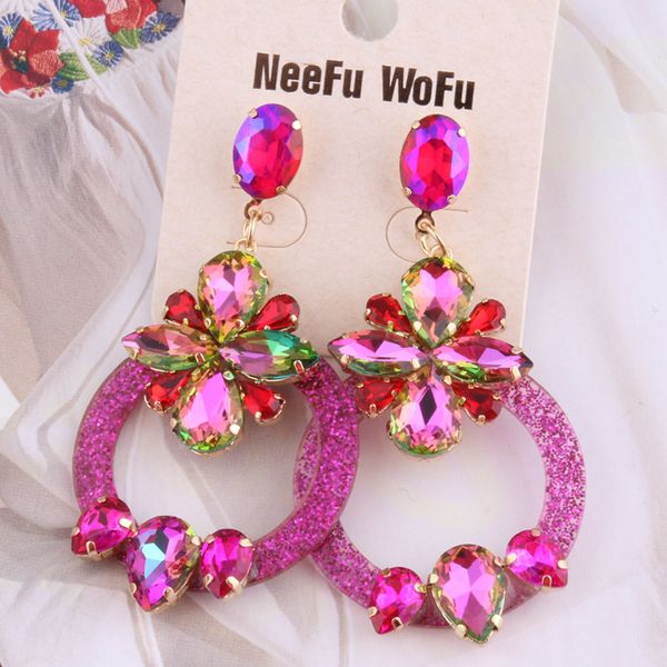 

neefu wofu drop resin earrings glass crystal earring big earring large long brinco ear wedding jewelry oorbellen christmas gift, Silver