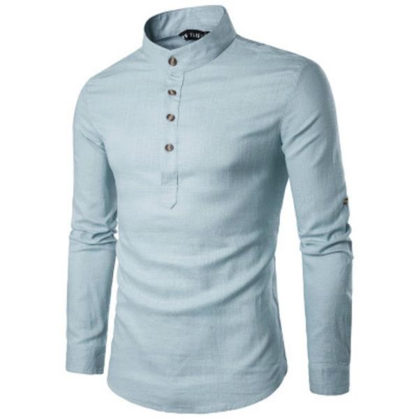 

zogaa men business dress shirt long sleeve undershirt slim pure color white shirt 2019 new fashions stand collar mens shirts, White;black
