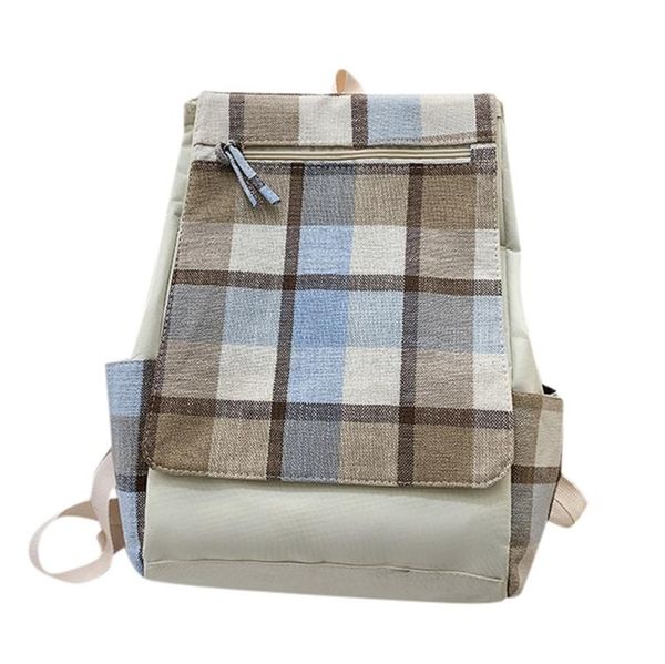 

fashion women's outdoor solid color multi-function backpack shoulder bag simple and stylish plaid bag flap travel