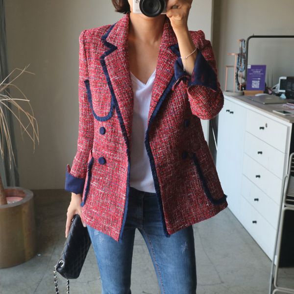 

women's suits & blazers korean casual ladies blazer loose solid red stylish suit jacket vintage blezer feminino clothing spring autumn, White;black