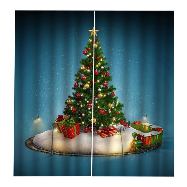 

2 panel christmas decorative window curtain for christmas home kitchen decoration, 55'' x 39'', christmas tree