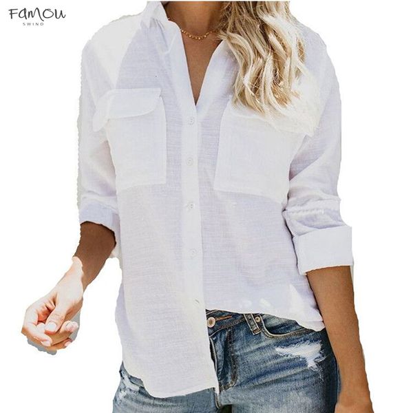 

White Button Down Shirt Linen Women For Blouse Long Sleeve Women Tops And Blouses Cotton Summer Turn Down Collar Shirt