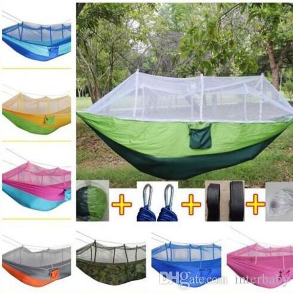 

hammock with crib netting outdoor double-person parachute portable handy fabric mosquito net field hiking camping tent garden swing hanging