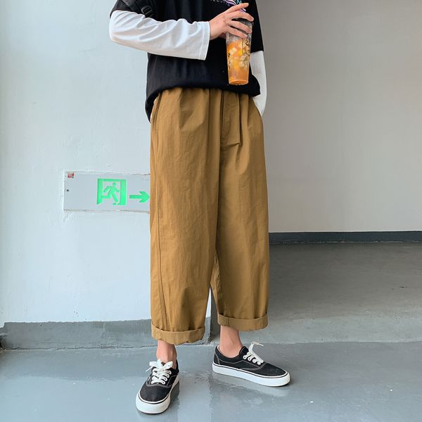 

2019 autumn new men's korean version of the trend loose straight wide leg harajuku solid color simple casual pants, Black