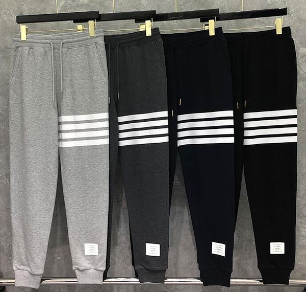 

2020 fashion tb brand sweatpants men women pure cotton casual sports trousers tracksuit bottoms mens jogger track pants, Black