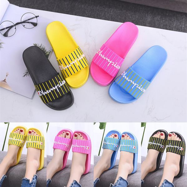 

4 colors women champion letter sandal striped slipper slip on flip flops wedge platform sandals beach water rain mules shoes dhl jy609, Black;grey